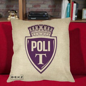 Perna Personalizata Poli Timisoara Fotbal, 40x40 cm, Crem, Husa Detasabila, Perna Inclusa, BEKZ®