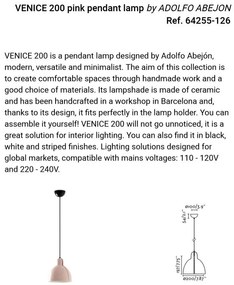 Pendul cu abajur ceramic realizat manual VENICE 200, roz