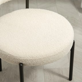 HOMCOM Set 2 Scaune de Dining Moderne din Tesătură Sherpa, Bej | Aosom Romania