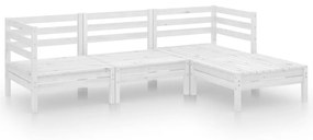 3082668 vidaXL Set mobilier de grădină, 4 piese, alb, lemn masiv de pin