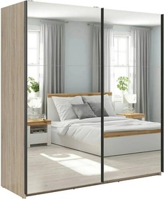 Dulap TETRIX, stejar sonoma, PAL, cu 2 usi si oglinzi, 183x60x196 cm