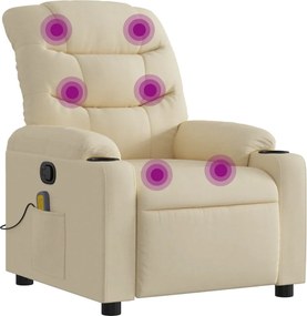 vidaXL Fotoliu rabatabil de masaj, crem, material textil