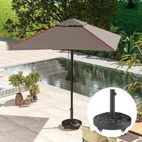 Outsunny Bază pentru umbrelă, soclu exterior din rășină 21 kg, pentru catarg Ø 32/38/48 mm, cu roți, Ø 49 x 42 cm, negru | Aosom Romania