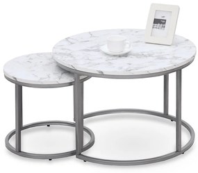 Set 2 mese de cafea Paola - marmura/silver