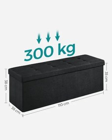 Taburet cu spatiu depozitare OTTOMAN 110x38 cm, negru