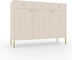 Comodă cu trei usi si trei sertare. 124x41x95cm, Tili System, ADRK Furniture (Culoare: Bej nisip / Bej nisip)