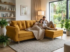 Set colt extensibil reversibil SILVIANO 230x140 cm, mustar.