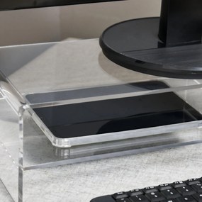 HOMCOM Suport Monitor Acrilic cu 2 Rafturi, Suport Ergonomic pentru PC, Transparent, 50.8x19x12 cm, Ideal pentru Birouri Moderne | Aosom Romania