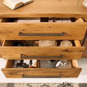 Comoda design industrial Thor 200cm, stejar salbatic