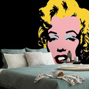 Tapet autoadeziv pop art Marilyn Monroe pe fundalul negru