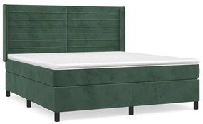 3132750 vidaXL Pat box spring cu saltea, verde închis, 160x200 cm, catifea