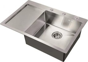 Chiuveta inox Inter Ceramic cu o cuva cu picurator stanga finisaj inox satinat 78x51 cm