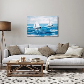 Tablou - Pictură yacht pe mare (90x60 cm)