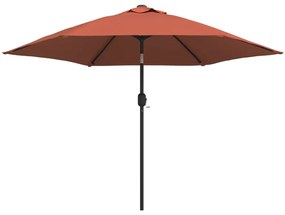 Umbrela de soare de exterior, stalp metalic, caramiziu, 300 cm