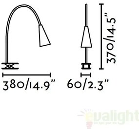 Lampa LED de birou alba cu clip flexibila, LENA 52059
