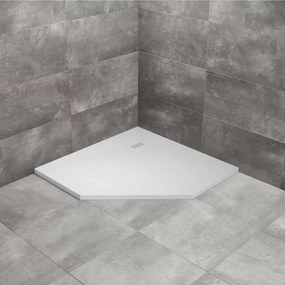 Cadita dus compozit pentagonala Radaway Kyntos PT 90x90 cm alb