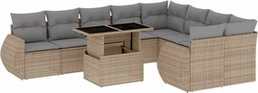 vidaXL Set canapele de grădină cu perne, 10 piese, bej, poliratan
