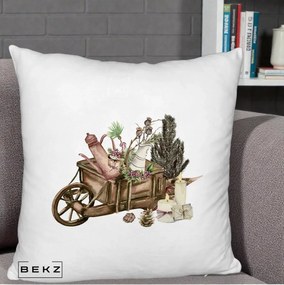 Perna Decorativa Roaba Rustica de Craciun, 40x40 cm, Alb Pufos, Husa Detasabila, Perna Inclusa, BEKZ®