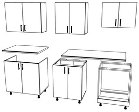 Set haaus V10, Stejar Sonoma Inchis/Alb, Blat Thermo 28 mm, L 200 cm