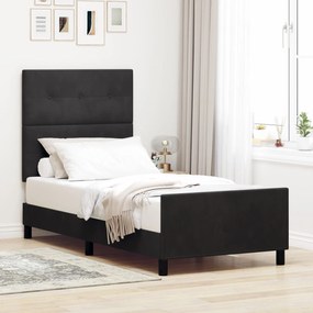 vidaXL Cadru de pat, negru, 90x190 cm, catifea