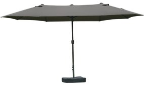 Outsunny Umbrelă de grădină exterioară, umbrelă dublă rectangulară 4,6L x 2,7l x 2,4H m cu deschidere și închidere cu manivelă, saci de greutate și bază incluse, pentru balcon, piscină, gri | Aosom Romania