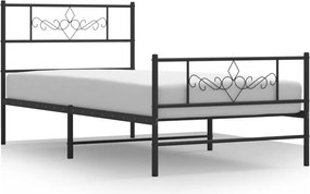 vidaXL Cadru pat metalic cu tăblii de cap/picioare, negru, 75x190 cm