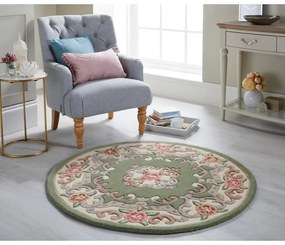 Covor din lână Flair Rugs Aubusson, ⌀ 120 cm, verde