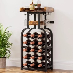 RVI201 - Rafturi Vin, 40 cm, depozitare vin, raft stil industrial, bucatarie, living, dining - Negru - Maro