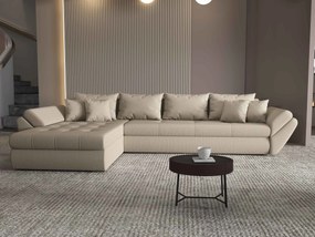 Colțar extensibil dumonde cu ladă de depozitare si sezut confortabil din spuma high-density, Loana XL Enjoy Camel 335x185 cm