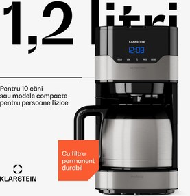 Klarstein Arabica 800W, aparat de cafea, EasyTouch Control, argintiu/negru
