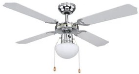 Candelabru Champion 0309CSW, cu ventilator, 1xE27, crom+negru, IP20, Globo