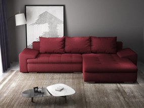 Colțar extensibil dumonde cu ladă de depozitare si sezut confortabil din spuma high-density, Leonardo Enjoy Rosu 260x185 cm II