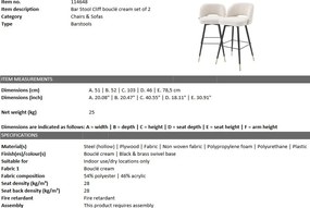 Set de 2 scaune de bar design modern Cliff, crem 114648 HZ