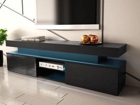 Dulap TV Lesteralo 2D 190 (Negru + lucios negru) (cu iluminat LED albastru). 1106178