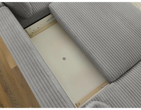 Colțar gri închis extensibil/cu spațiu de depozitare cu tapițerie din catifea reiată (cu colț pe partea dreaptă/în formă de "U") Lucien – Bobochic Paris