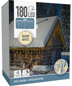 Instalație luminoasă de Crăciun Icicle alb cald, 180 LED