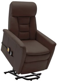 324016 vidaXL Fotoliu de masaj rabatabil cu ridicare, maro, piele ecologică