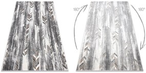 Covor NOBLE modern 9732 47 Herringbone vintage - structural pe două nivele de lână gri / beige