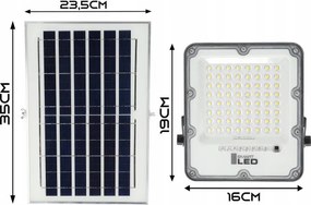 Proiector solar LED reglabil, 50 W, 3,2 V, 5000 K, 6000 mAh, IP65, negru + telecomandă