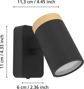 Eglo 300001 - Aplică spot pentru baie CONSUMA 1xGU10/3W/230V IP44 negru/bej