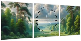 Tablou - Peisaj verde (cu ceas) (90x30 cm)