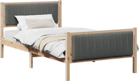 vidaXL Cadru de pat maro și gri închis 100 x 200 cm Lemn masiv de pin