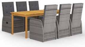 vidaXL Set mobilier de grădină, 7 piese, gri