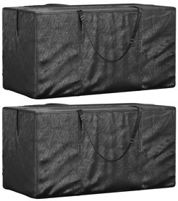 vidaXL Genți depozitare perne, 2 buc., negru, 150x75x75 cm polietilenă