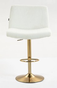 HR150W Scaun Alb din Catifea Reiată cu Bază Aurie