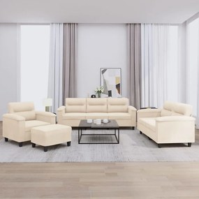 vidaXL Set de canapele cu perne, 4 piese, bej, microfibră