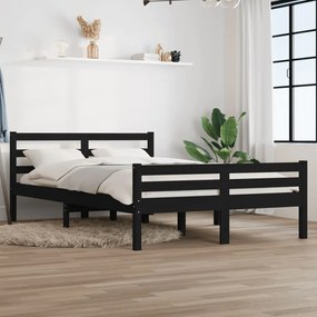814818 vidaXL Cadru de pat, negru, 120x200 cm, lemn masiv de pin