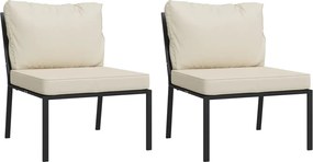 vidaXL Scaune de grădină cu perne nisipiu, 2 buc., 60x74x79 cm, oțel