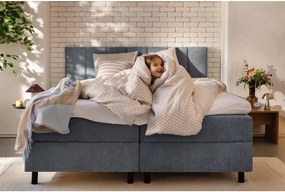 Pat boxspring albastru cu spațiu de depozitare 160x200 cm Elva Bold Line – Bonami Selection