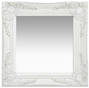 vidaXL Oglindă de perete în stil baroc, alb, 40 x 40 cm